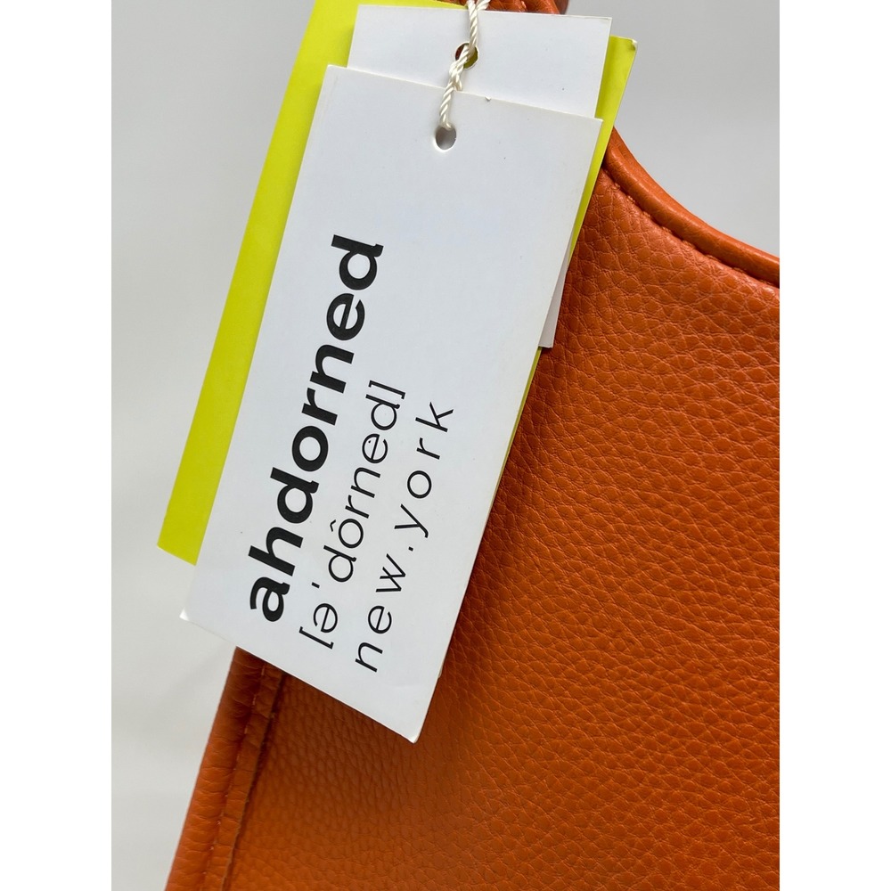 Ahdorned Orange Vegan Leather Messenger Crossbody Bag with 2 Guitar‎ Straps NEW - Picture 4 of 11